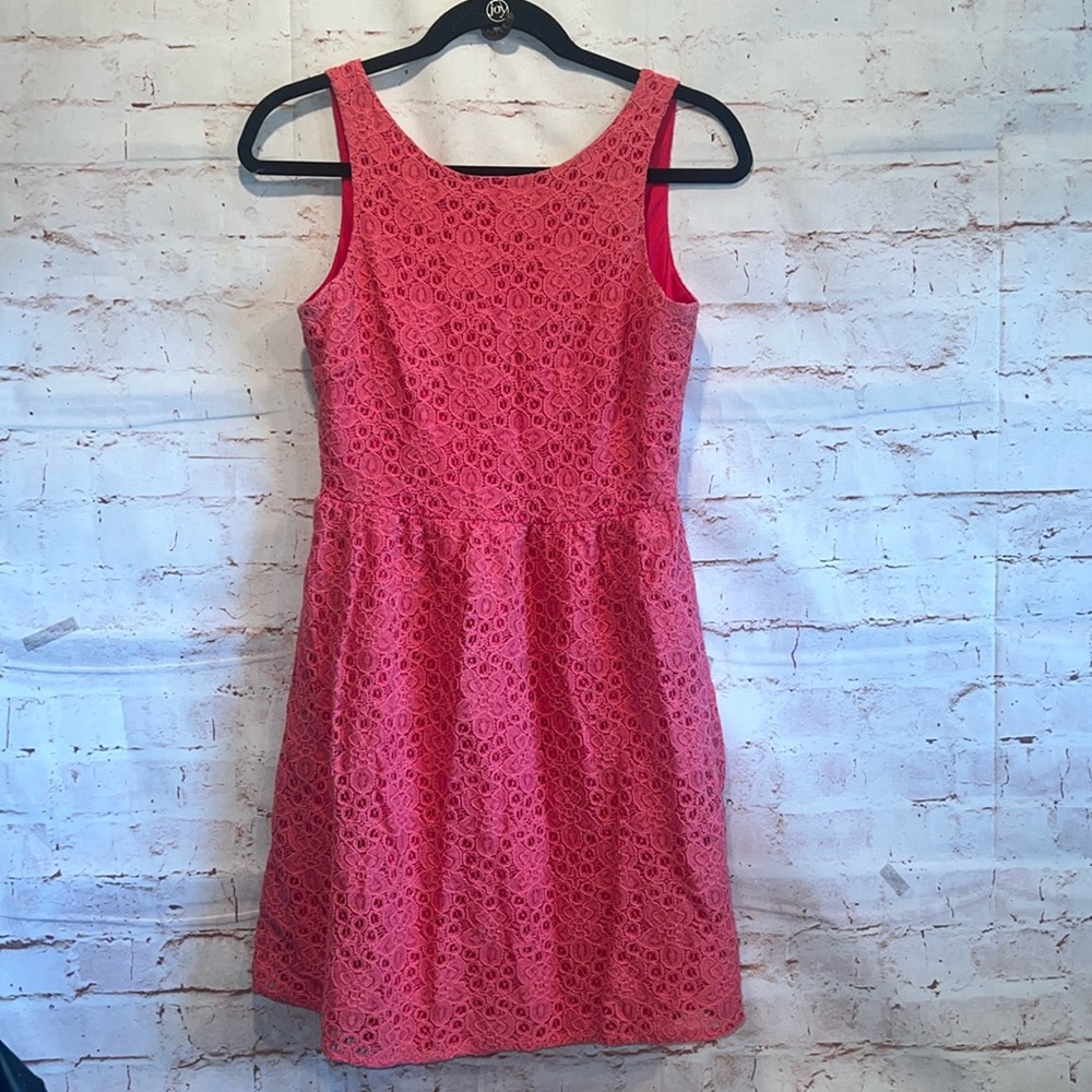 The Limited Dress Womens 2 Pink Sleeveless Floral Lace Fit Flare Knee Length
